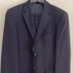 Loro Piana Italy For Saks Fifth Avenue Blazer Suit Jacket Camel Hair in Navy